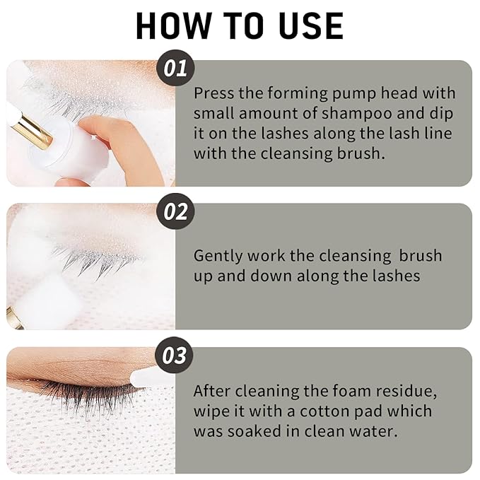 Lash Shampoo Bulk, Eyelash Cleanser for Extensions 1 Liters, Safe Makeup Remover, Non-irritating or Burning Formula Eyelid Foaming Cleanser for Professional Salon and Home Use (Classic Charm-1L)