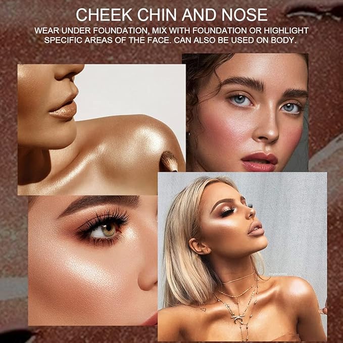 SACE LADY 2 Colors Liquid Highlighter Makeup Set Shimmer Shine Ultra-Smooth Radiant Illuminator Kit for Face Cheekbone Body Glow Bronzer Glitter Illuminating Highlighters Make-up, 2×0.2Fl Oz