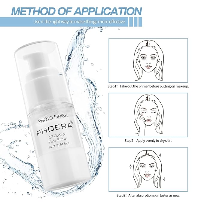PHOERA Primer Face Foundation Primers,Face Primer for Makeup Long Lasting Hydrating Smoothing Isolated Moisturizing Oil Free Effect Make Up Base Matte Makeup Primer (18ml)