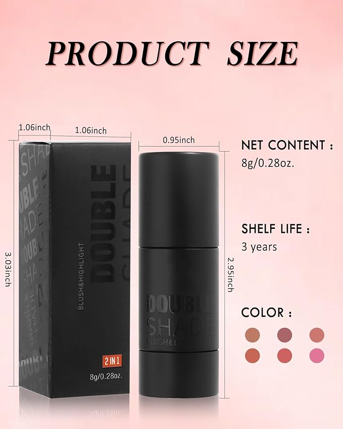 Cream Blush Stick for Cheeks-2Pcs Multi-Use Sandwich Makeup Blush Stick for Eyes Lips Face,Longlasting Tinted Matte Blush, Glow Blendable Blusher with Brush,Women's Day Gift for Women-01+06