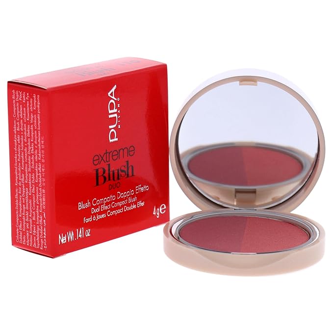 PUPA Milano Extreme Blush Duo - Highly Blendable Formula - Lightweight - Creates A Beautiful Sun-Kissed Appearance - Suitable For All Skin Types - Glow Watermelon - 110 Radiant Amarant - 0.141 Oz