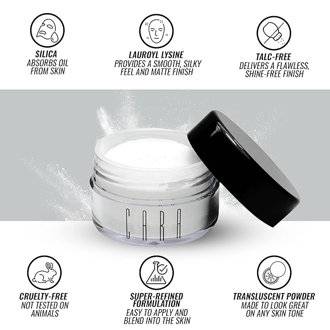 CARA Cosmetics High Definition Loose Powder - Translucent Loose Setting Powder For Make Up, Finishing Powder, Face Powder, Talc-Free Powder Makeup, Radiant Face Powder With Shine Free Finish (White)
