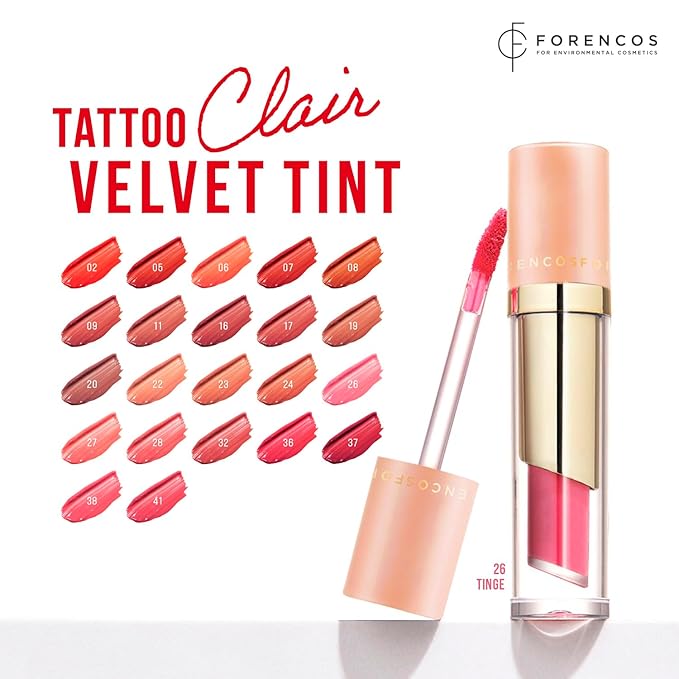 FORENCOS Long Lasting Waterproof Lip Stain Liquid Lipstick, Velvet Matte, Longwear, High Pigmentation, Tattoo Lips, Weightless, Smudge-proof, Non-Sticky, Korean Lip Tint Stain Makeup (26 Tinge)