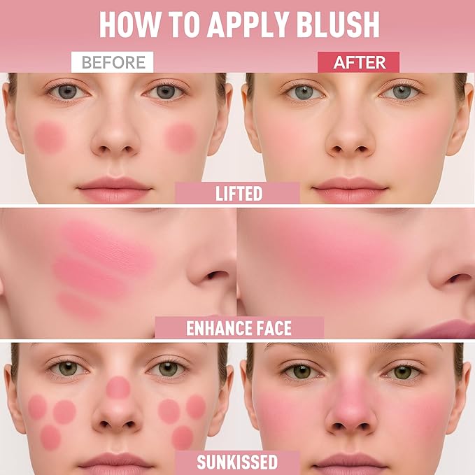 FV Liquid Blush Matte, Long Lasting Buildable Cream Blush with High-Pigment Color, Weightless Blendable Flush for Natural Finish (Love)