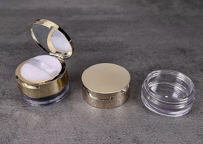 8 Gram Empty Makeup Powder Container with Puff Mini Loose Powder Compact Case Plastic Face Powder Box Refillable Bottle Cosmetic Jars, Makeup Tools Accessories