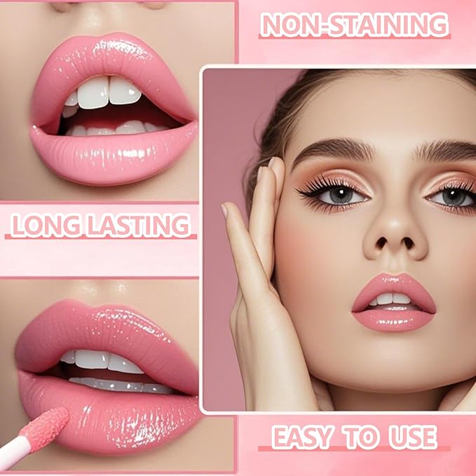 Eakroo 6 Colors Peach Lip Tint Stain Set, Korean Lip Gloss Mini Liquid Lipstick Set, Multi-Use Lip and Cheek Tint, Long Lasting, Waterproof, High Pigment, Vivid Color