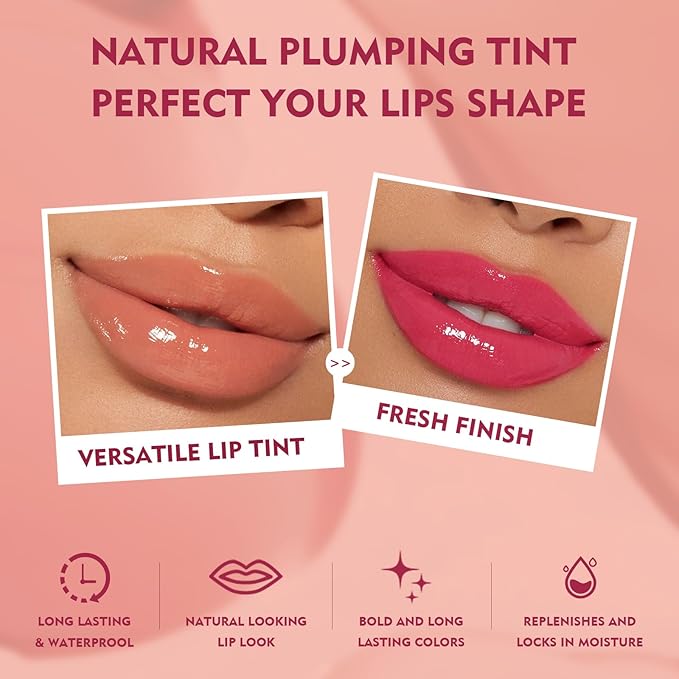 Water Lip Tint Stain, Long-Lasting Lip Tint for All-Day Wear, Moisturizing, Weightless and Non-sticky (06)