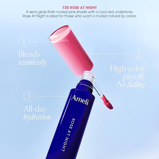 NARCISSISM LIP TINT 720 ROSE AT NIGHT, Soft Shine Tinted Lip Stain, Conditions Lips + Gives a Natural, Dewy Flush (4.5g, 0.01 oz.)