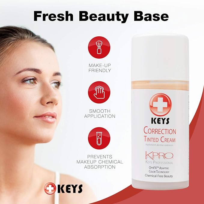 Keys Care KPRO Hydrating Tinted Correction Cream with OptiFX Adaptive Color Technology | Moisturize, Smooth, and Fill Fine Lines| 100% All-Natural & Hypoallergenic (3.4 oz)
