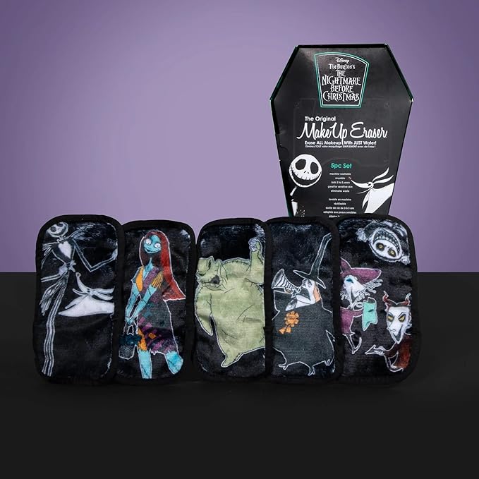 The Original MakeUp Eraser Mini PRO 5pk, Erase All Makeup With Just Water, Including Waterproof Mascara, Eyeliner, Foundation, Lipstick, Sunscreen, and More! Nightmare Before Christmas, 5ct.
