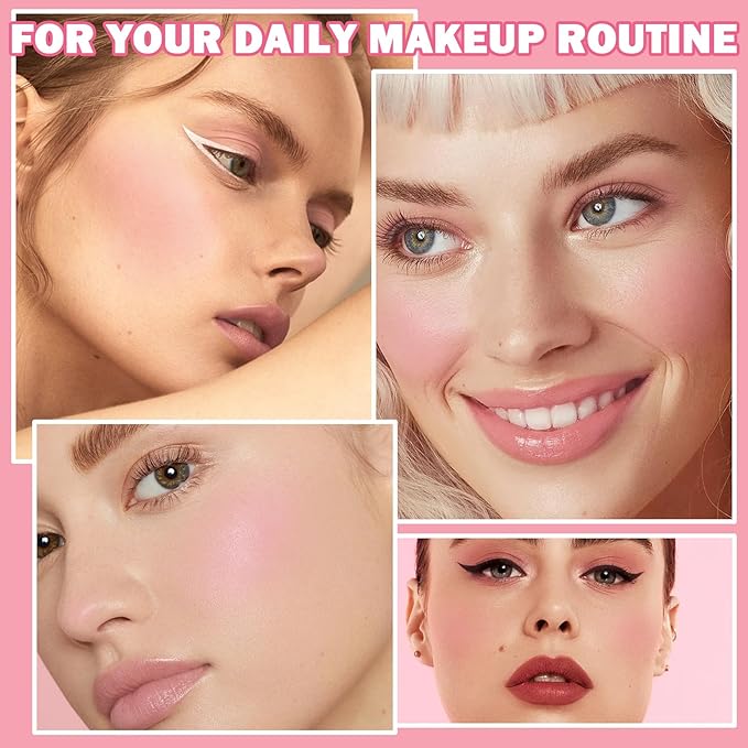 Cream Blush Stick Multi-Use Makeup Blush Stick for Lip and Cheeks Tint Solid Moisturizer Waterproof Cream Blush Natural Face Blush Makeup for All Skin Tones-03 Light Pink