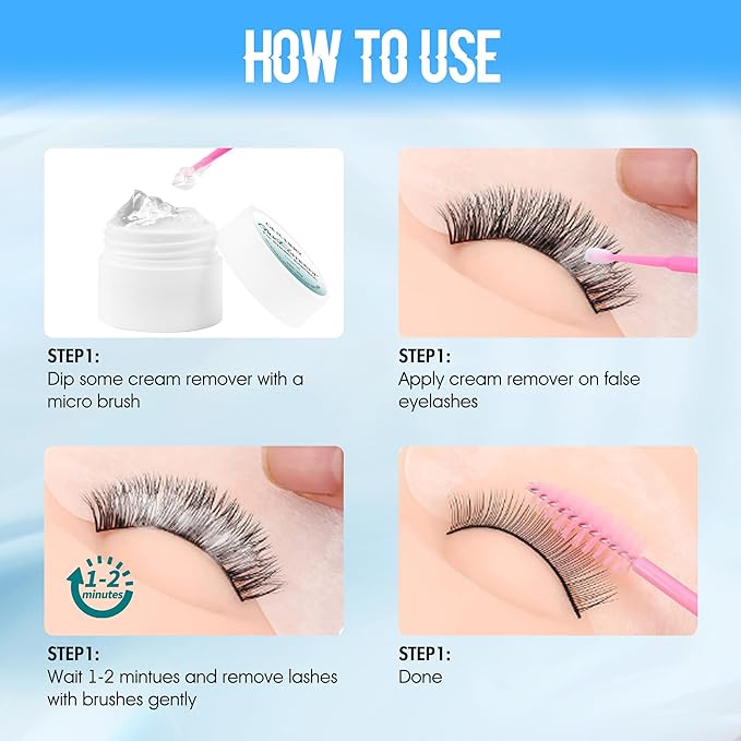 GEMERRY Eyelash Extension Remover 10g Cream Remover Lash Extension Remover Mild Formula Eyelash Glue Remover for Sensitive Eye Fast Disslove Lash Remover for Lash Extensions(Tasteless)