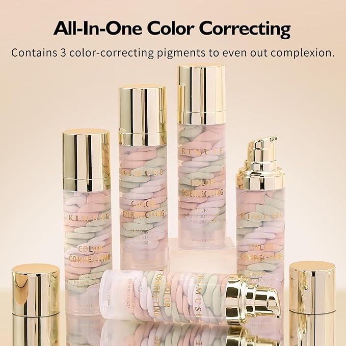 KIMUSE Color Correcting Facial Serum, One Step Color Corrector Tinted Moisturizer, Skin Tone Correcting and Brightening Makeup Primer, Hydrates, Balances & Nourishes Skin, Natural Finish