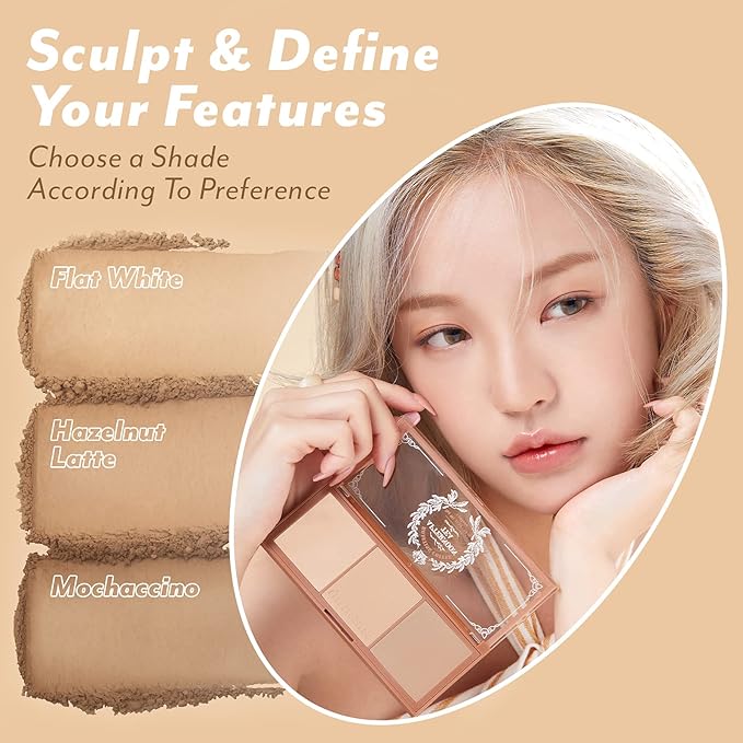 I'M MEME I'M Oil Cut Pact | 001 Skin Mattifying + I'M Afternoon Tea Contour Palette | Highly-pigmented 3 shades contour palette | Roasting Coffee Bundle