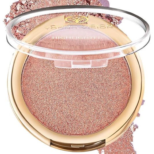 YOUNG VISION Baked Highlighter Powder Palette, Sheer Pearl Shimmer Shades for Face Highlighter Makeup, Highly Pigmented Iluminadores de Maquillaje, 0.19 Oz(Pack of 1)