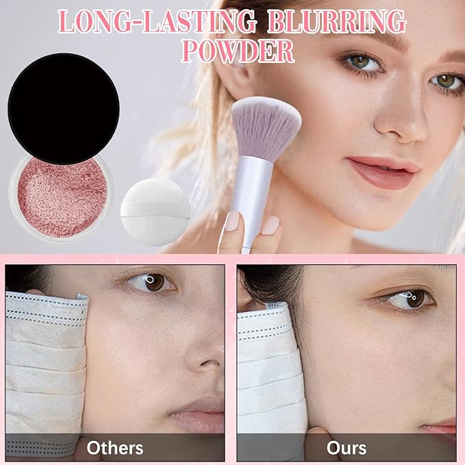 Blurring Setting Powder,Blurring Pink Powder,Beauty Pink Blurring Powder,Beauty Pink Setting Powder,Blurring Powder for All Skin Types