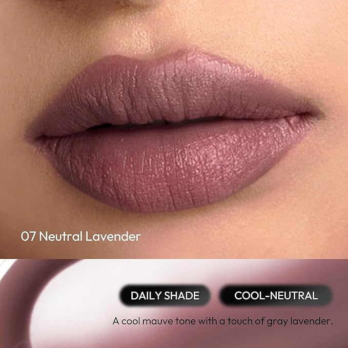 Wink Lip Shade Primer - All Day Top Coat, Smudge-Proof Base, Semi-Matte Long-Lasting Lip Primer (07 Neutral Lavendar)
