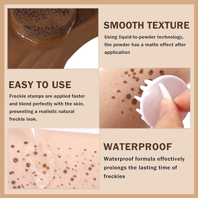 Freckle Pen Fake Freckle Stamp Natural-Looking Quick Dry Cover Blemishes Waterproof Long Lasting Faux Freckles Cushion for Trendy Wild Sunburn Nude Makeup #Saddle Brown