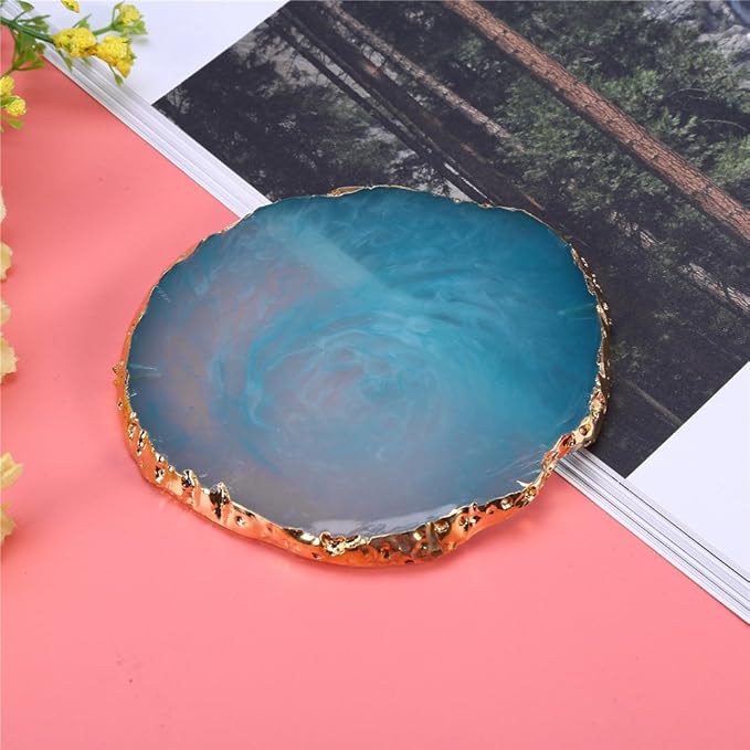 Nail Art Plate, Resin Stone Gel Polish Holder Makeup Mixing Palette Drawing Color Palette Nail Art Display Cosmetic Mixing Set Nail Tips Painting Tray (Blue)
