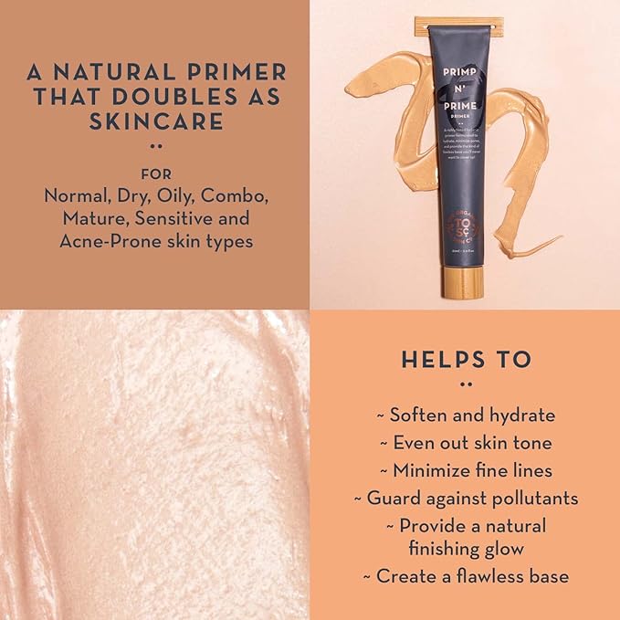 Face Primer | Primp N' Prime by The Organic Skin Co. | Primer Face Makeup | Primer for Oily Skin | Pore Minimizer for Face | Pore Reducer and Illuminating Primer | 2 Fl Oz
