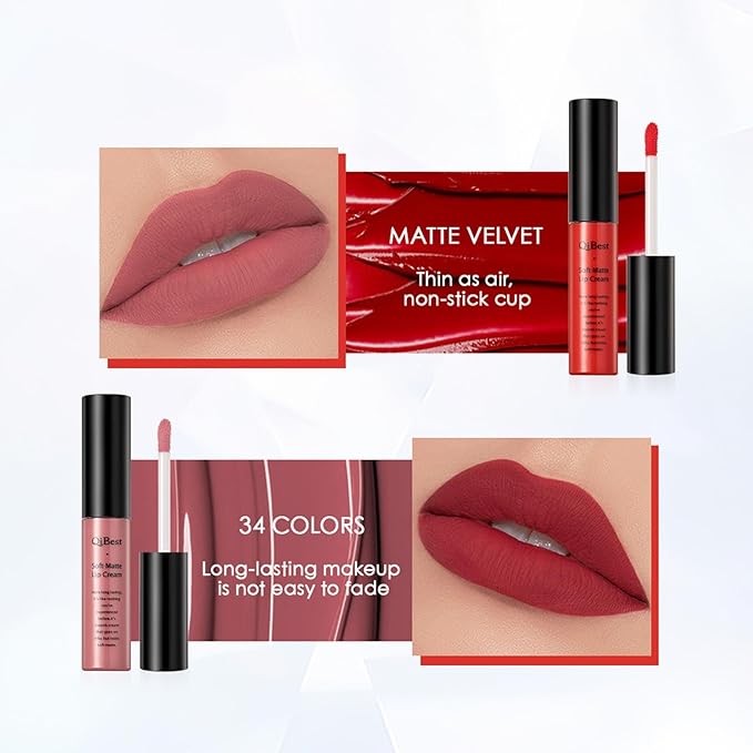 Velvet Matte Liquid Lipstick Makeup Long-Lasting and Waterproof Wear, Non-Stick Cup Lip Gloss,(Deep Purple 604)