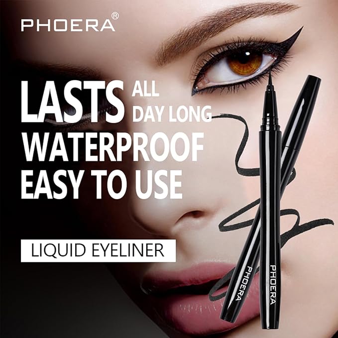 PHOERA Foundation, PHOERA CC+ Cream Color Correcting Anti Aging Hydrating Serum &SPF 25+,PHOERA Eye Makeup Kit, Include Eyebrow Pencil,Eyeliner and Eyebrow Gel Clear