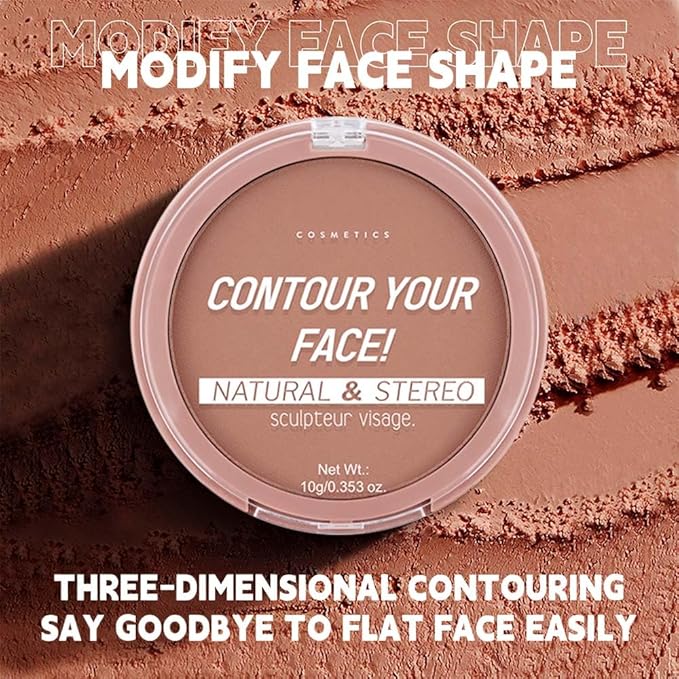 Contour Powder Foundation - Matte Finish, Waterproof & Oil-Control, All-Day Wear for Natural 3D Sculpting, No Cakey or Fading (Shade Adjustable)(2#, 1 Count (Pack of 1))