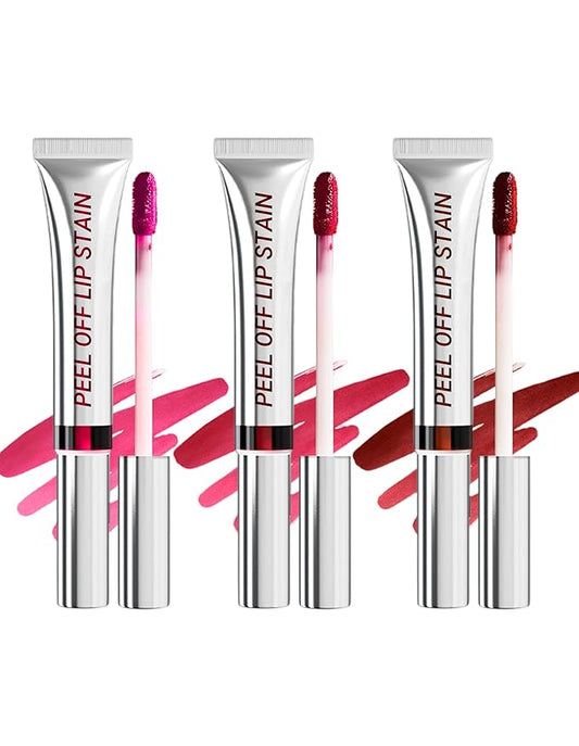 Erinde 3 Colors Peel Off Lip Liner Stain, Long Lasting Waterproof Lip Tattoo, Matte Finish Transfer-Proof Lip Stain for All Day Wear, Highly Pigmented Nude Lip Color, Vegan & Cruelty-Free, Set A