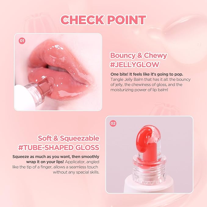 lilybyred Tangle Jelly Balm | Korean Hydrating & Nourishing Lip Gloss, High Shine Finish, Plumping & Volumizing Effect, Bouncy Jelly Texture, Squeeze Tube Formula, 0.30 fl. oz. (04 Lychee Jelly Bite)