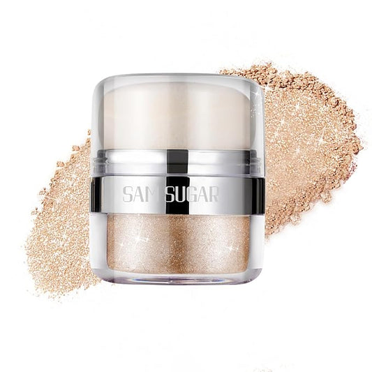 Body Shimmer Powder, Glitter Highlighter for Face, Liquid Highlighter Blush Body Glow Shimmer Powder Fairy Brightening Makeup Stick for Eyes, Hair (Champagne Gold, 1.13 Oz)