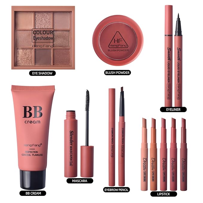 LAMUSELAND All in One Makeup Kit, 11-Piece Women Complete Makeup Kit, a Must-Have Gift Set for Beginners or Professional Makeup Sets Beginners. (9091E-A)