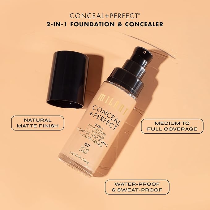Milani Conceal + Perfect 2-in-1 Foundation + Concealer - Alabaster (1 Fl. Oz.) Cruelty-Free Liquid Foundation - Cover Under-Eye Circles, Blemishes & Skin Discoloration for a Flawless Complexion