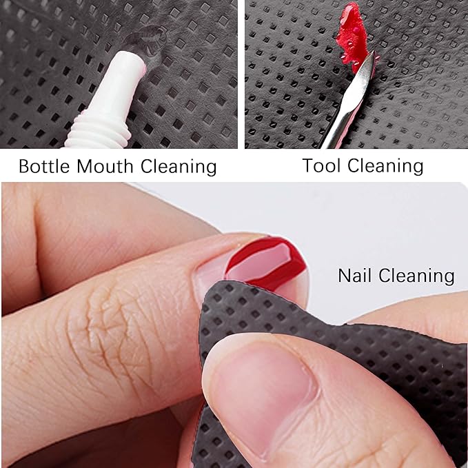 Lint Free Nail Wipes, 1000 PCS Nail Polish Remover Lash Extension Glue Wipes for Lash Extension Supplies, Soft Lint Free Glue Cleaning Pads for Gel Nail Polish Remover, Black