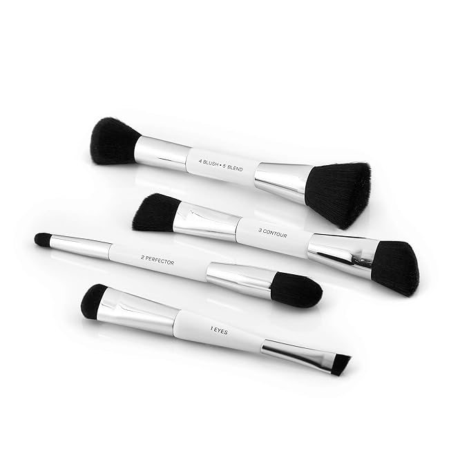 Woosh Beauty, Jetsetter Bundle, Fold out Face Original, Essential Brush Set, Travel Case in Hot Pink, #2 Medium Light