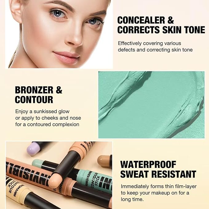 2 in 1 highlighter stick makeup Face Shaping Contouring Stick Natural Coverage Brightening Lightweight Moisturizing Long Lasting Waterproof # 01