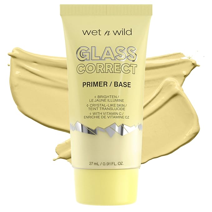 wet n wild Prime Focus Glass Skin Correct Primer Bundle with Green 0.91 Fl Oz and Yellow Bright Crystal Finish
