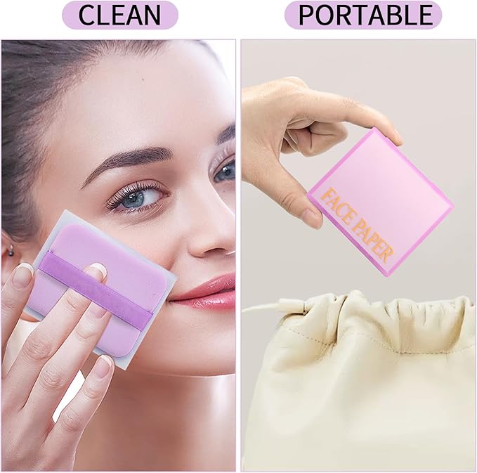 Erinde Oil Blotting Sheets for Face with Mirror and Puff, 300 Sheets Oil Blotting Paper for Oily Skin, Face Oil Absorbing Sheets, Natural Oil Control Film, Absorb Excess Oil, Makeup Friendly