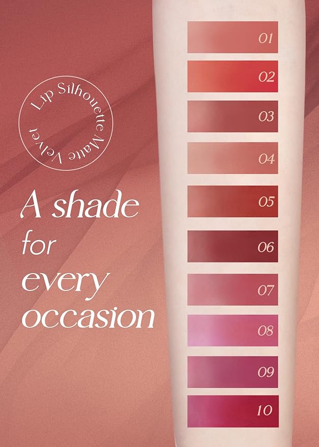 I'M MEME Matte Velvet Tint - Lip Silhouette 06 Preppy Brick (Deep Red Shade) | Vivid Color, Long Lasting, Moisturizing & Hydrating, Light-weight, Neutral Lip Stain Mousse, 4mL