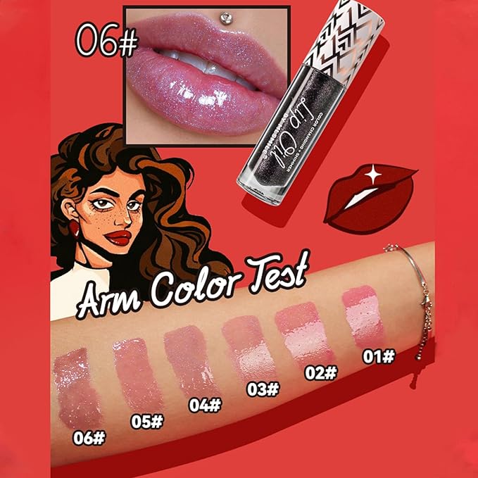 Boss Up Color Changing Lip Oil, Shimmering Temperature Color Changing Lip Gloss Tinted Lip Stain, Long Lasting Nourishing Moisturizing Lip Glow Oil for Lip Care (02#)