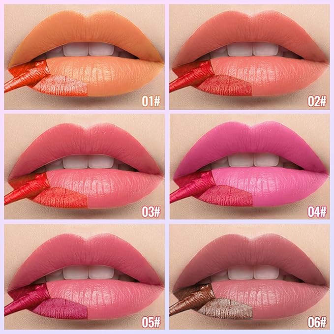Erinde 2 Colors Peel Off Matte Lip Tint Stain, Magic Tattoo Lip Gloss, Waterproof Tinted Lip Stain, Non-Stick Cup, Long Lasting Natural Nude Matte Lip Makeup, Set B
