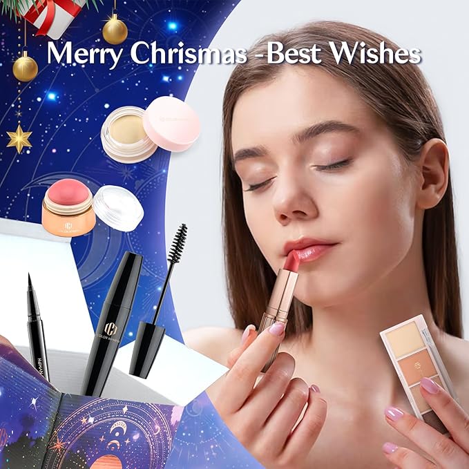 Color Nymph Make up Kit Mystery Boxes, 12PCS Makeup Kits For Christmas Tree Decors, Xmas Gift Makeup Set For Teens Girls Cosmetic Sets Blind Box Includ Eyeshadows Lipstick Mascara Tools etc - Purple