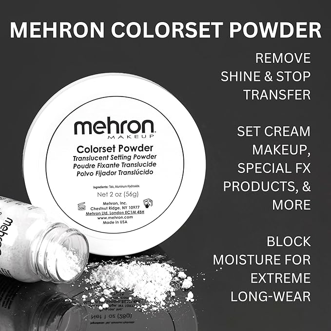 Mehron Makeup Colorset Powder | Translucent Setting Powder | Special Effects, Halloween, & Film 2 oz (60 g)
