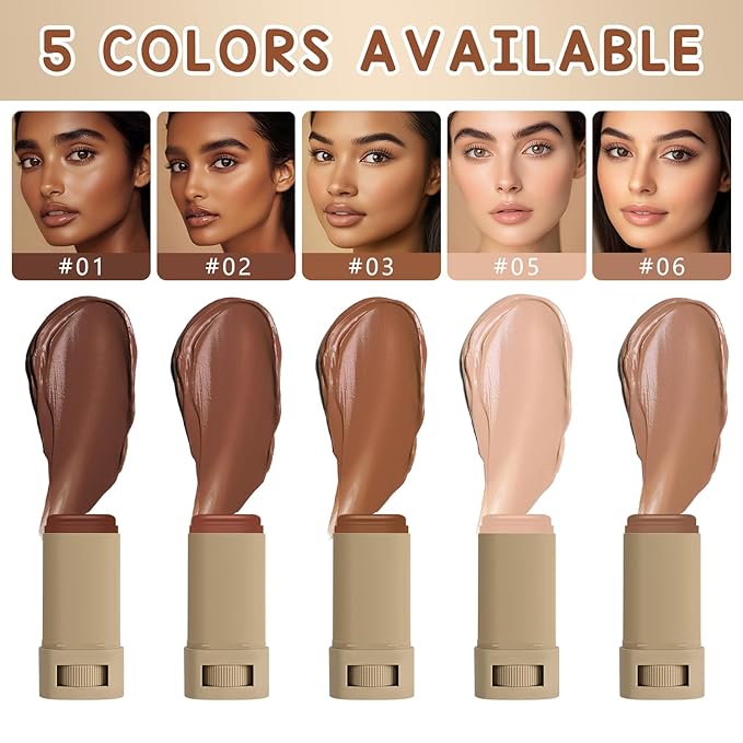 2Pcs Foundation Stick Beauty Balm Serum Boosted Skin Tint, Solid Tinted Moisturizing Serum Contour Stick Foundation Face for Women, Hydrates, Natural Finish Makeup (#1, 1)