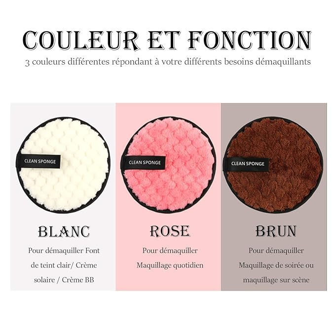 Vtrem 15 Colors Contour Palette Kit & 3 Colors Makeup Remover Pads, White/Pink/Brown