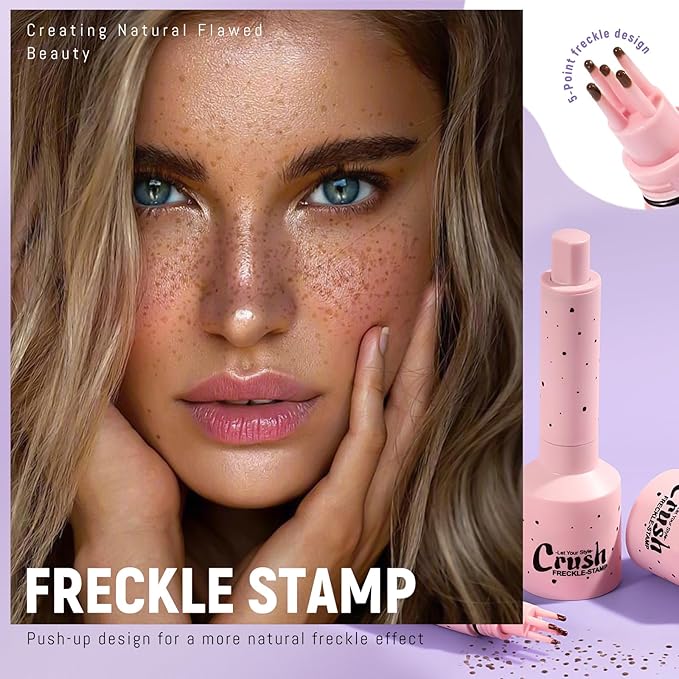 Freckle Stamp Pen, Magic Fake Freckles Tattoo Marker Waterproof Long Lasting Liquid Faux Freckle Stain for Natural Sunkissed Makeup for Women Girl 02 Brown
