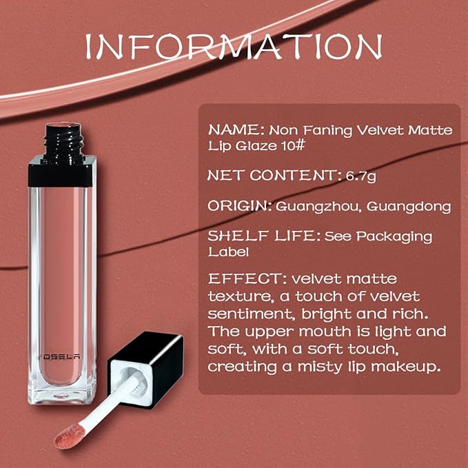 Lip Set, Lip Stain Long Lasting Waterproof, Lightweight, Non-sticky, High Shine Finish, Super Natural #10