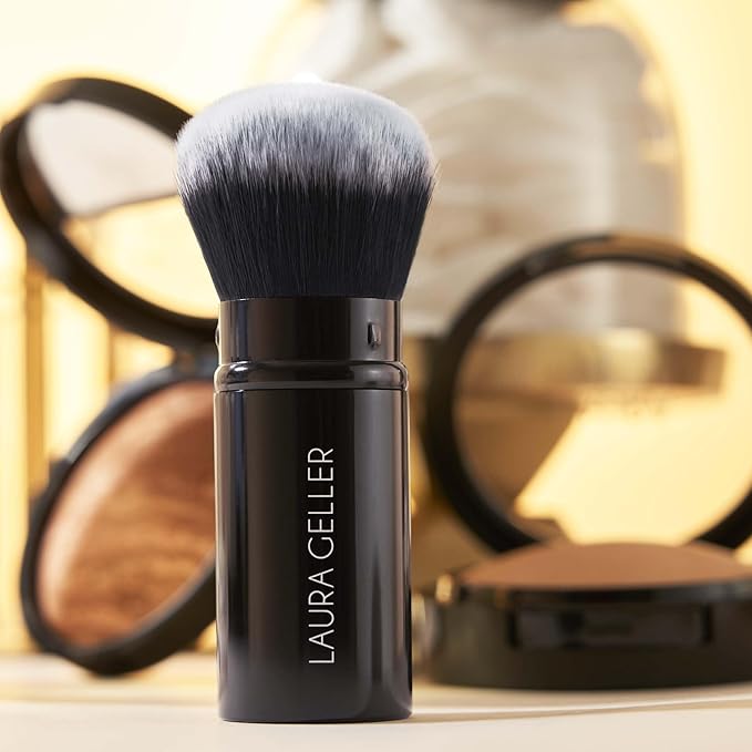 LAURA GELLER NEW YORK Laura's Must-Haves Kit 3pc: Baked Balance-n-Brighten Powder Foundation, Tan + Spackle Skin Perfecting Makeup Primer, Hydrate + Airbrush Round Kabuki Brush