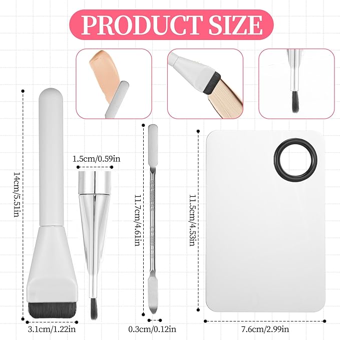Ouligay 3 Pcs Make Up Spatula Tool Including Makeup Mixing Palette,Makeup Palette Tray,Foundation Spatula,Accessories Set for Women Girl Korean Make up Tool