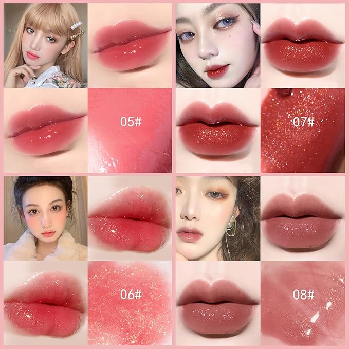 10 Colors Lip Tint Stain Set, Korean Plumping Lip Gloss Watery Lip Stain, Multi-use for Mini Liquid Lipstick & Cheek Tint Long Lasting Vivid Color #02