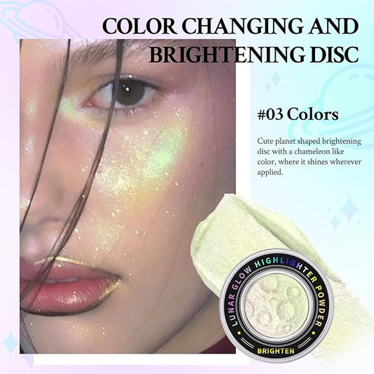 Chameleon Face Highlighter Palette, Multichrome Glitter Shimmer Highlighter Makeup, Holographic Sparkle Color Shifting Inner Corner Eye Highlighter Illuminator, Silky Creamy Mineral Eyeshadow3
